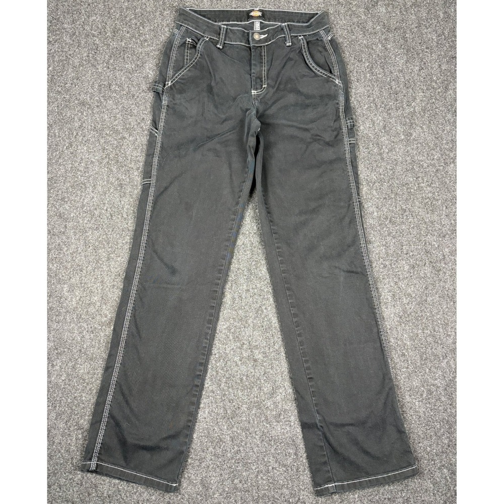 Dickies Carpenter Pants Black Contrast Stitch Utility Workwear Straight Leg 25R